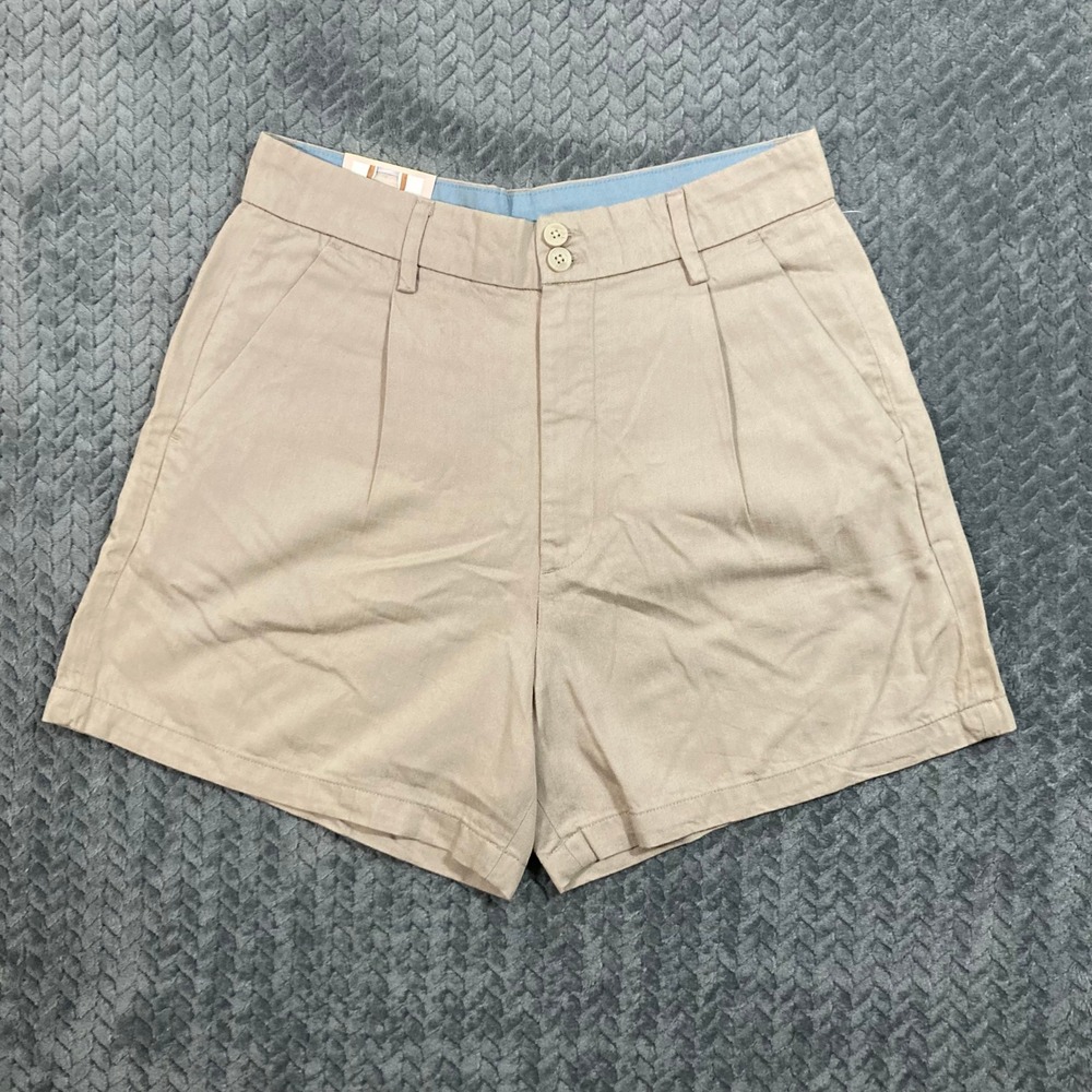 Jachs Girlfriend Shorts Womens 6 Pleated Tan High Rise Rayon Lyocell NEW